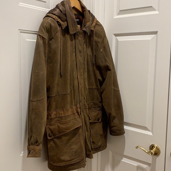 Vintage Georgetown Leather Design full lined Leather Jacket-zip off hood/lining - Picture 1 of 8